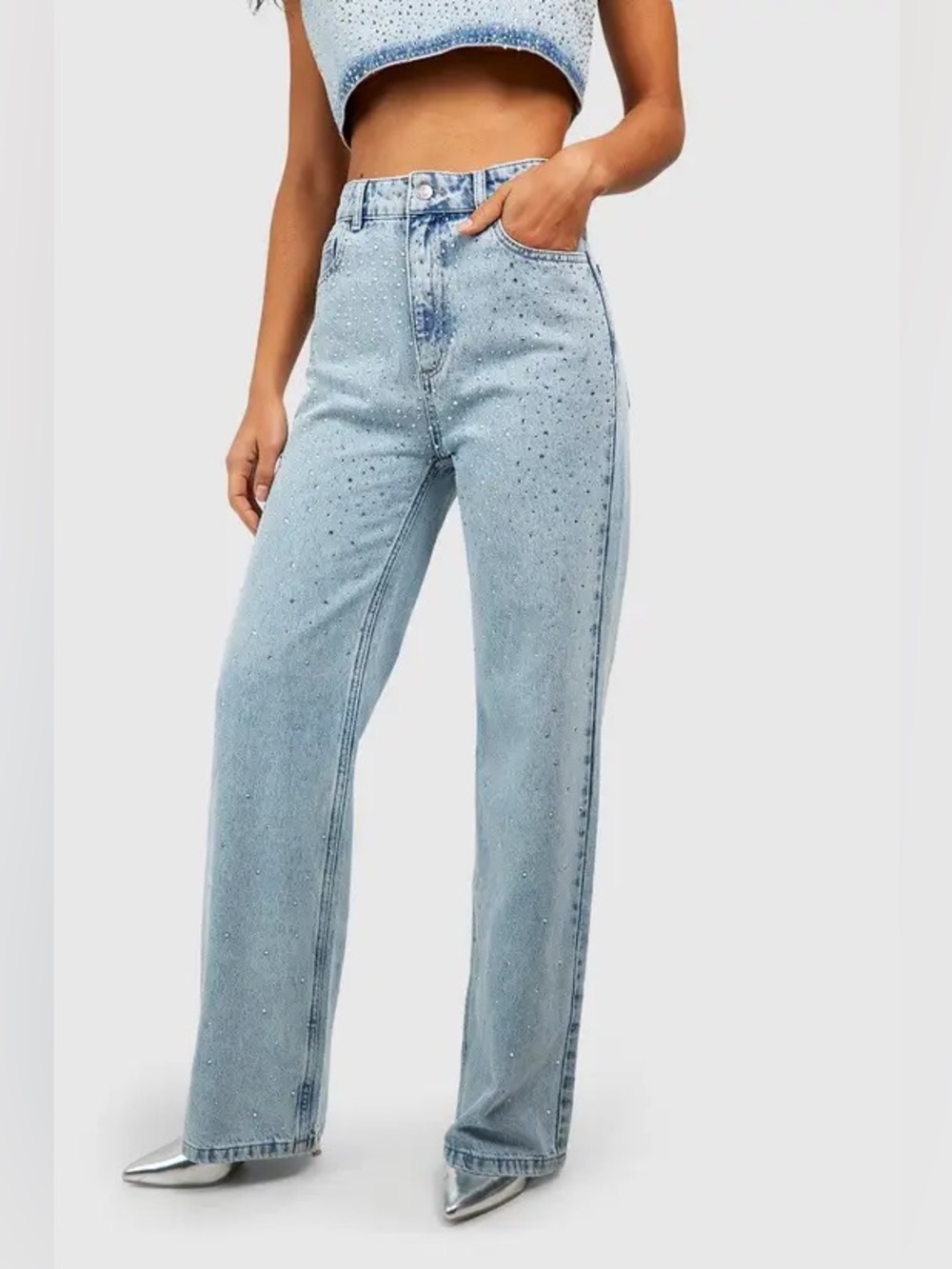 Light blue Rhinestoned jeans